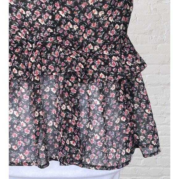 American Eagle Black Floral Semi Sheer Cami Tank Top XS S Dark Fairy Boho Summer - Picture 10 of 12